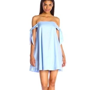 Rebecca Minkoff Blue Mackenzie Off The Shoulder Tie Dress